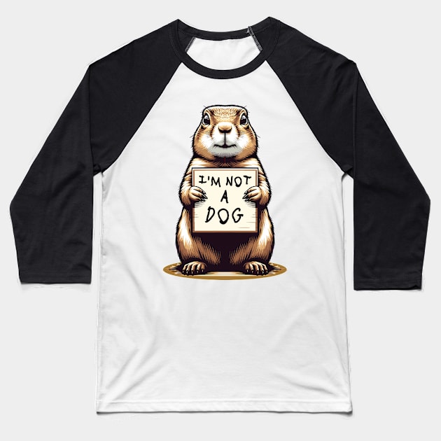 Funny Prairie Dog T-Shirt, I'm Not A Dog Cute Animal Pun Tee, Whimsical Nature Shirt, Unique Pet Lover Gift Baseball T-Shirt by Cat In Orbit ®
